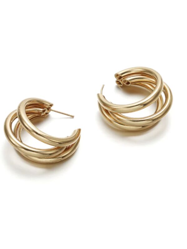 Brinco Argola Tripla Dourado - Imagem 2