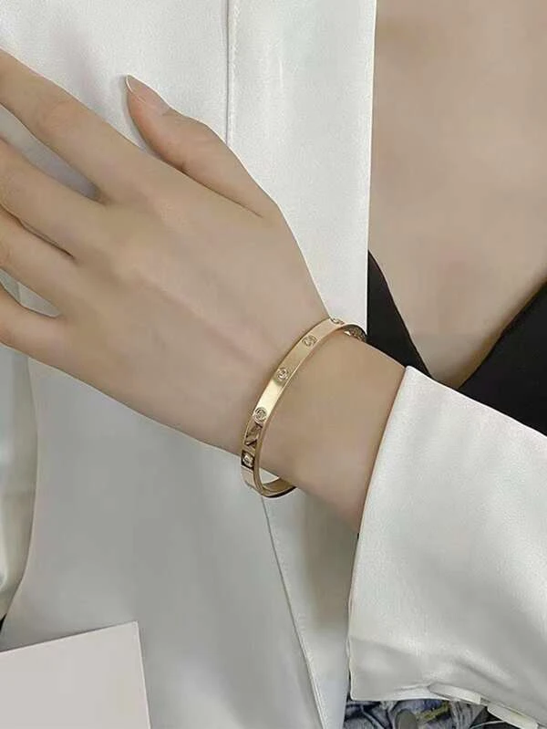 Pulseira-Bracelete Dourado decoração de strass